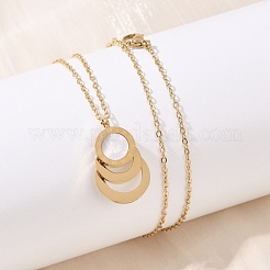 Ожерелья с подвеской в виде кольца из нержавеющей стали 304 с римской цифрой 3 NJEW-V001-06G-02