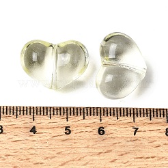 透明ガラスビーズ  染め＆加熱  ハート  シャンパンイエロー  15.5x21x11.5mm  穴：1.5mm&nbsp;GLAA-F132-02J