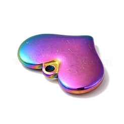 304ステンレススチール製刻印入りブランクタグペンダント  ハート  虹色  18x25x3.5mm  穴：2mm&nbsp;STAS-G218-08M