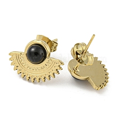 Ionenplattierung (IP) echte 18 Karat vergoldete 304 Edelstahl-Fächerohrstecker&nbsp;EJEW-Z042-02D