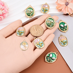 5 шт. 5 стиля подвески для цветочной стойки из сплава с покрытием и эмалью&nbsp;ENAM-FP0001-40