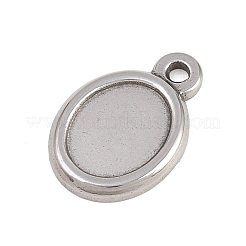 304ステンレススチールペンダントカボションセッティング  ステンレス鋼色  オーバル  17x12x2mm  穴：1.6mm&nbsp;STAS-D264-08D-P