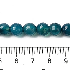 染色・加熱された天然瑪瑙ビーズ連売り  多面カット  ラウンド  ティール  8mm  穴：1.2mm  約48個/連  15.12''（38.4センチメートル）&nbsp;G-P539-D01-08
