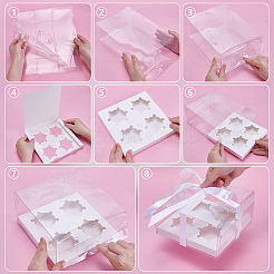 6 шт. складные бумажные коробки для хранения кексов с прозрачными крышками&nbsp;CON-UN0001-05B