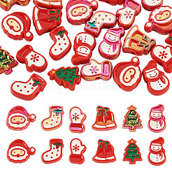 24 Stück 12 Stile Weihnachtsdekorationen Thema undurchsichtige Acrylperlen mit Emaille&nbsp;OACR-TA0004-55