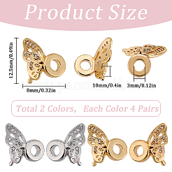 8 пара двухцветных латунных бусин с микропаве из кубического циркония KK-SC0004-26