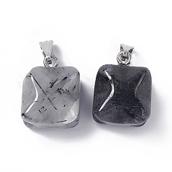 Натуральные черные рутиловые кварцевые подвески&nbsp;G-C002-02B