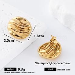 女性用304ステンレススチールスタッドピアス  ラウンド  ゴールドカラー  20x18mm&nbsp;DA0385