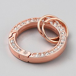 合金クリスタル ラインストーン スプリング ゲート リング  リング  丸カン付き  ローズゴールド  33.5x4.5mm&nbsp;RB-WH20002-02RG
