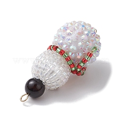 Рождественские подвески из натурального черного оникса (окрашенного и нагретого) и стразов из смолы PALLOY-MZ00226