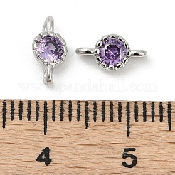 Латунные плоские круглые подвески-соединители из кубического циркония&nbsp;KK-H204-02P-01