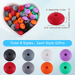 96 шт. 12-цветные бусины из пищевого экологически чистого силикона для счетов&nbsp;SIL-SC0001-87C