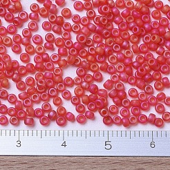 MIYUKIラウンドロカイユビーズ  日本製シードビーズ  （rr140fr）マット透明赤オレンジab  11/0  2x1.3mm  穴：0.8mm  約1100PCS /ボトル  10 G /ボトル&nbsp;SEED-JP0008-RR0140FR