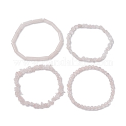 Комплекты эластичных браслетов из натурального розового кварца&nbsp;BJEW-JB10783