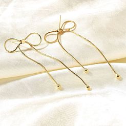 Серьги-гвоздики с латунным покрытием в виде банта&nbsp;EJEW-Z085-01G