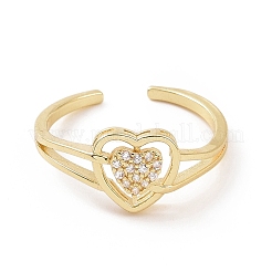 Открытое кольцо-манжета в форме сердца из прозрачного кубического циркония RJEW-G283-10G