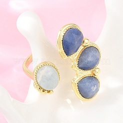 Bagues manchettes en aventurine bleue naturelle et en aigue-marine naturelle&nbsp;GG-G001-03G-07