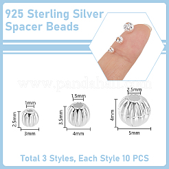 30 шт. 3 стиля 925 бусины из стерлингового серебра в форме тыквы STER-GA0001-28