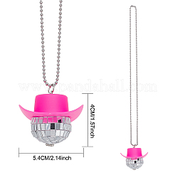 4 шт. подвеска в виде шляпы коровы и диско-шара с цепочками из шариков&nbsp;NJEW-DR0001-01