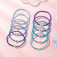 10шт. стеклянные бусины эластичные браслеты для женщин BJEW-MZ00242