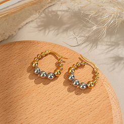 Круглые серьги-кольца из нержавеющей стали двухцветные&nbsp;LS-FN9232