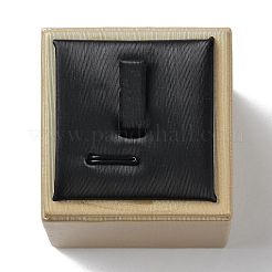 Rivestimento in legno con piedistalli espositivi ad anello in pelle PU&nbsp;ODIS-C010-02