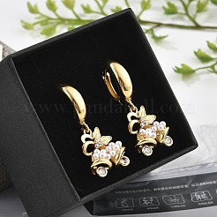 Латунные серьги-кольца из прозрачного кубического циркония EJEW-R016-06G