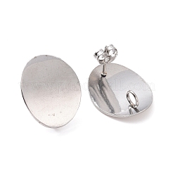変色しない304ステンレススチールスタッドピアス金具  カン付き  カーブ  オーバル  ステンレス鋼色  20x16x0.75mm  穴：3.5mm  ピン：0.8mm&nbsp;LS-STAS-Q231-10A