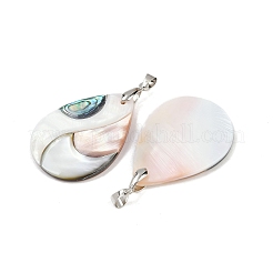 Natürliche Abalone-Muschel & schwarze Lippenmuschel & rosa Muschelanhänger&nbsp;SSHEL-B003-06P-05