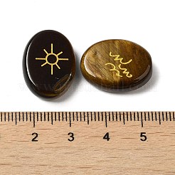 13 шт. натуральный рунический камень тигровый глаз&nbsp;G-C095-02E