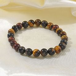 Braccialetti perlina occhio stirata tigre naturale&nbsp;X-BJEW-K212-B-005