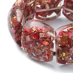 Bracciali elasticizzati con diaspro imperiale naturale tinto e opale sintetico&nbsp;BJEW-G702-05C