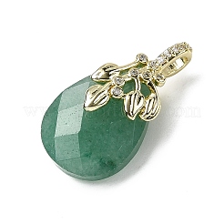 Ограненные подвески-капли из натурального зеленого авантюрина KK-D021-03E-G