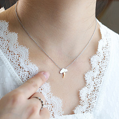 Подвеска-колье из нержавеющей стали 304 в виде облака и молнии&nbsp;WG049FD-01