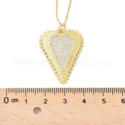 Латунные микропаве прозрачные кубические цирконии ожерелья с подвеской в виде сердца для женщин&nbsp;NJEW-D306-04G-B
