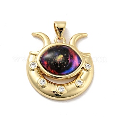 Occhio con luna in ottone micro pavé pendenti in zirconi chiari&nbsp;KK-G419-12G-06