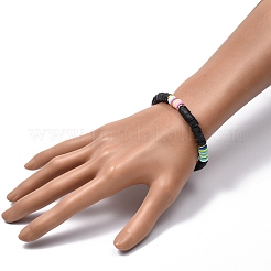 Bracciali elasticizzati fatti a mano in perle di argilla polimerica&nbsp;BJEW-JB05305