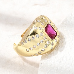 Bagues ouvertes en laiton avec micro pavé de zircones cubiques pour femmes&nbsp;RJEW-L343-03G-05