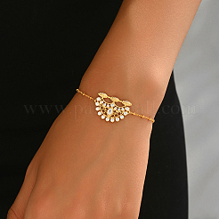 Браслеты-цветочки из латуни с микропаве из прозрачных кубических цирконий NB2954