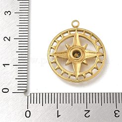 304ステンレススチールラインストーンペンダント  ゴールドカラー  フラットラウンド  23x20.5x3.5mm  穴：1.8mm&nbsp;STAS-I322-33G-04