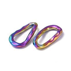 イオンプレーティング（IP）304ステンレススチールリンクリング  ハンマー  ティアドロップ  虹色  25.5x13x3mm  内径：18.5x6mm&nbsp;STAS-C066-24M