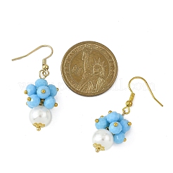 2 пара круглых серег-подвесок из АБС-пластика с имитацией жемчуга EJEW-JE06757