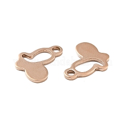 イオンプレーティング（IP）304ステンレススチールチャーム  蝶  ローズゴールド  14x10x1mm  穴：2mm&nbsp;STAS-L159-10RG