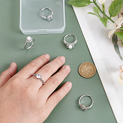 5 Stück 5 Stile verstellbare Messing Micro Pave klare Zirkonia Ring Komponenten&nbsp;KK-WR0001-86
