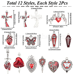24шт 12 стиля подвески из сплава с эмалью ENAM-SC0005-62