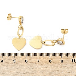Orecchini a bottone in acciaio inossidabile 304 con zirconi cubici&nbsp;EJEW-M070-20G-01