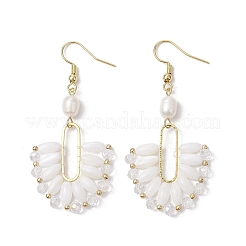 Латунные серьги с натуральным культивированным пресноводным жемчугом EJEW-TA00618