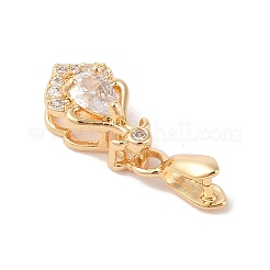 Goldene Messing Micro Pave klare Zirkonia Eispickel KlemmKlaue&nbsp;X-KK-B100-049G-01