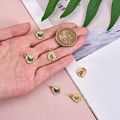 6pcs 2 style rack placage laiton émail breloques&nbsp;KK-SZ0006-14