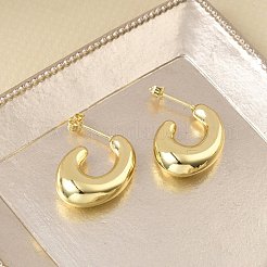 真鍮製スタンドピアス  ハーフフープピアス  ゴールドカラー  23x6.5x23mm&nbsp;KK-CBAD851-25G